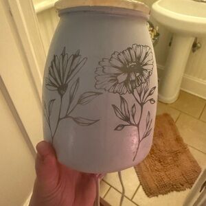 Floral Ceramic Vase - White and Gray